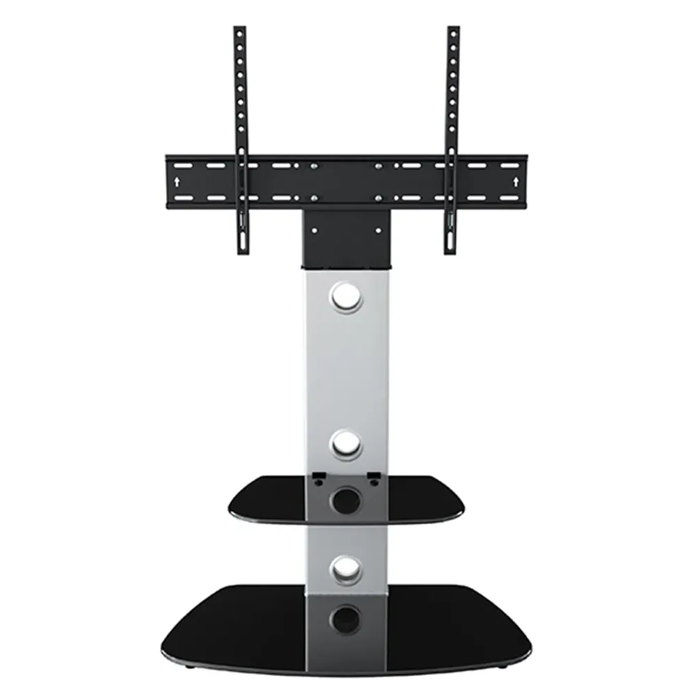 Lucerne Curved Pedestal TV Unit - Silver, Glass