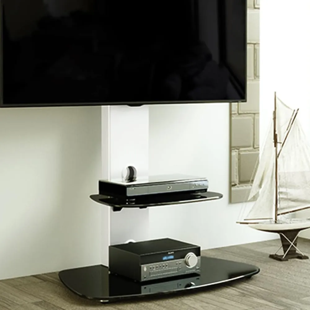 Lucerne Curved Pedestal TV Unit - Silver, Glass image