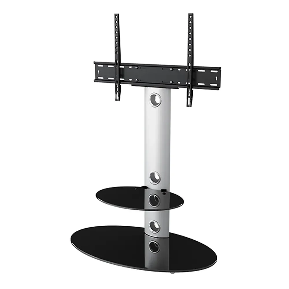 Lugano Oval Pedestal TV Unit with Cable Management - Silver