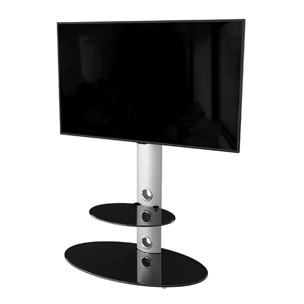 Lugano Oval Pedestal TV Unit with Cable Management - Silver