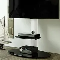 Lugano Oval Pedestal TV Unit with Cable Management - Silver