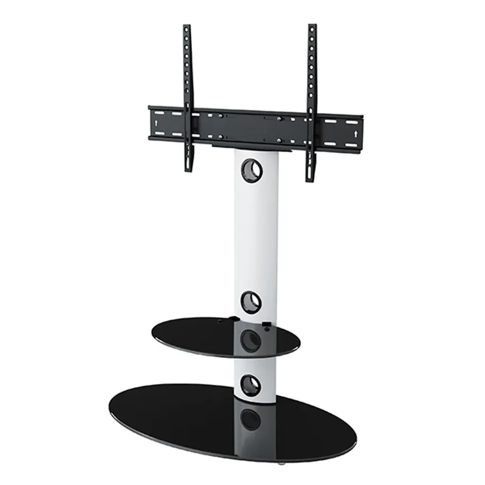 Lugano Oval Pedestal TV Unit with Cable Management - White