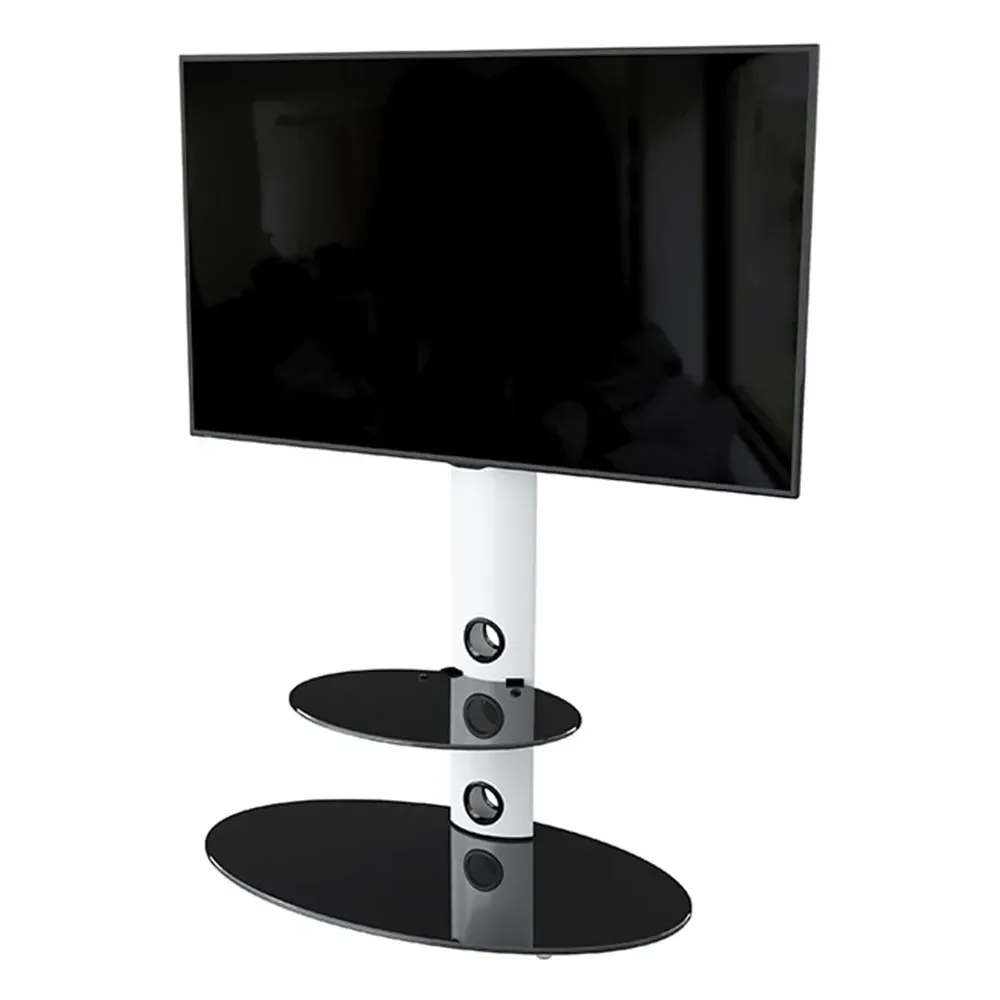 Lugano Oval Pedestal TV Unit with Cable Management - White