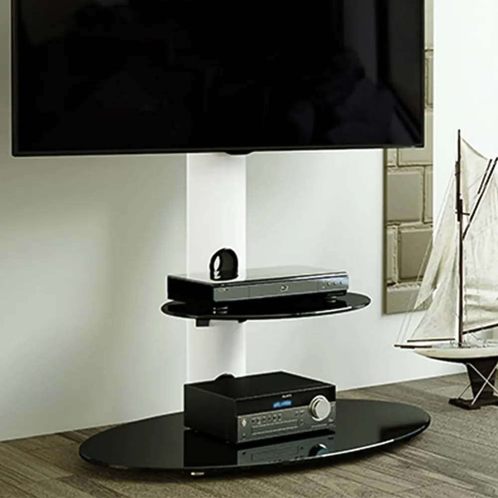 Lugano Oval Pedestal TV Unit with Cable Management - White image