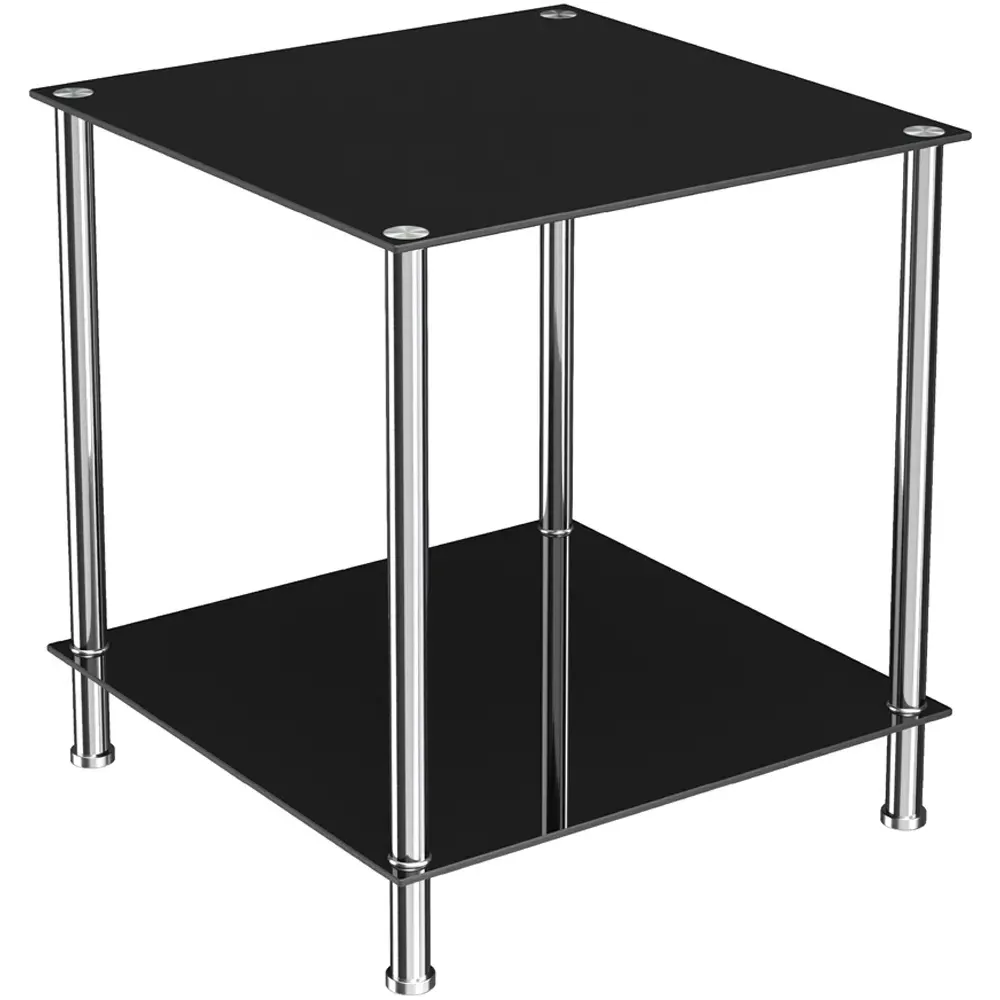 Square Lamp Table - Black, Glass