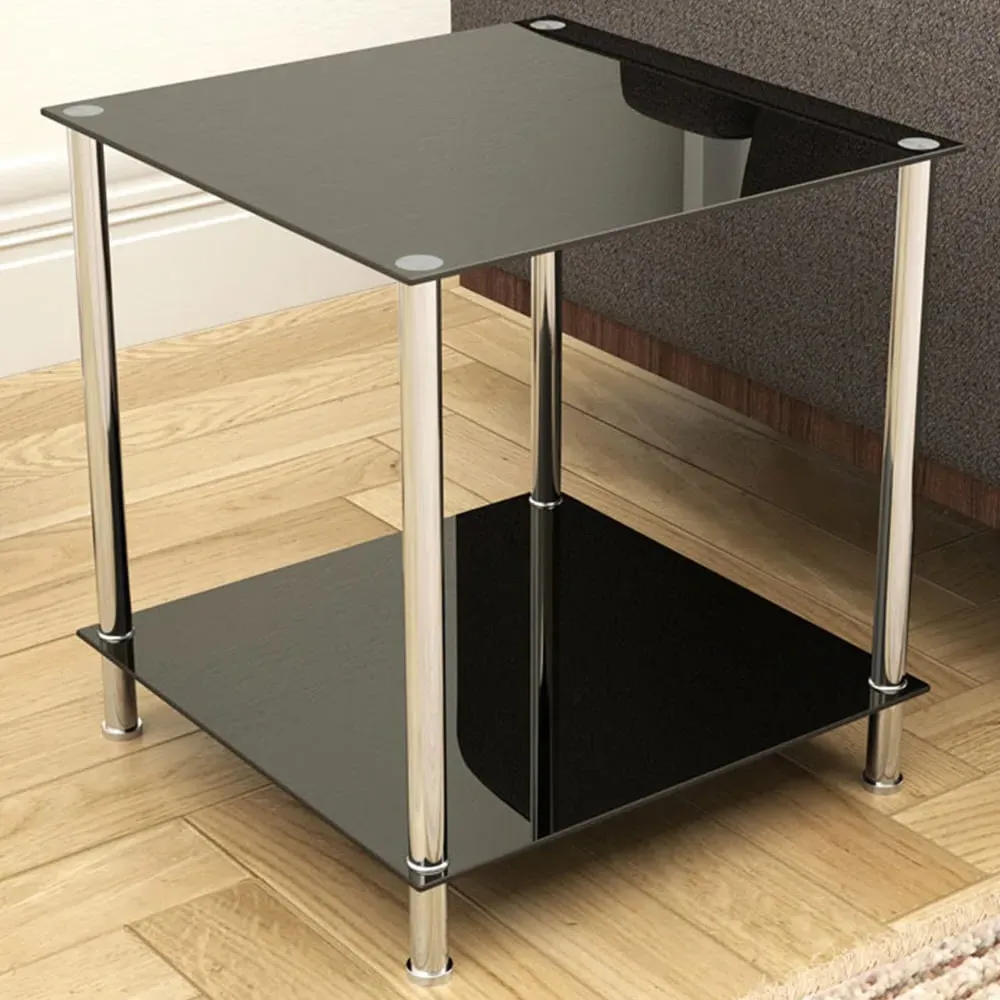 Square Lamp Table - Black, Glass