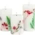 3 Piece Flower Embedded Wax Candle Set - Multi