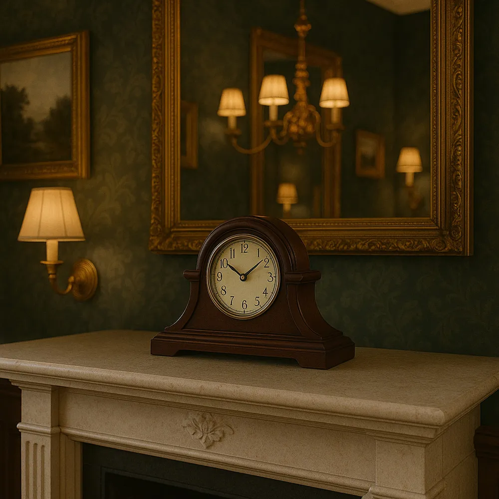 Radio Controlled Mantelpiece Clock - Brown