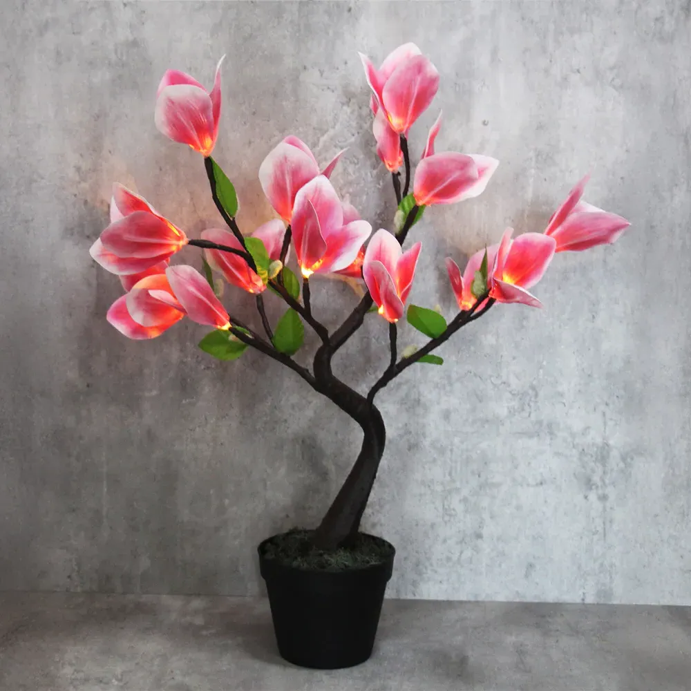 Warm White LED Pink Lily Tree Lamp - Pink