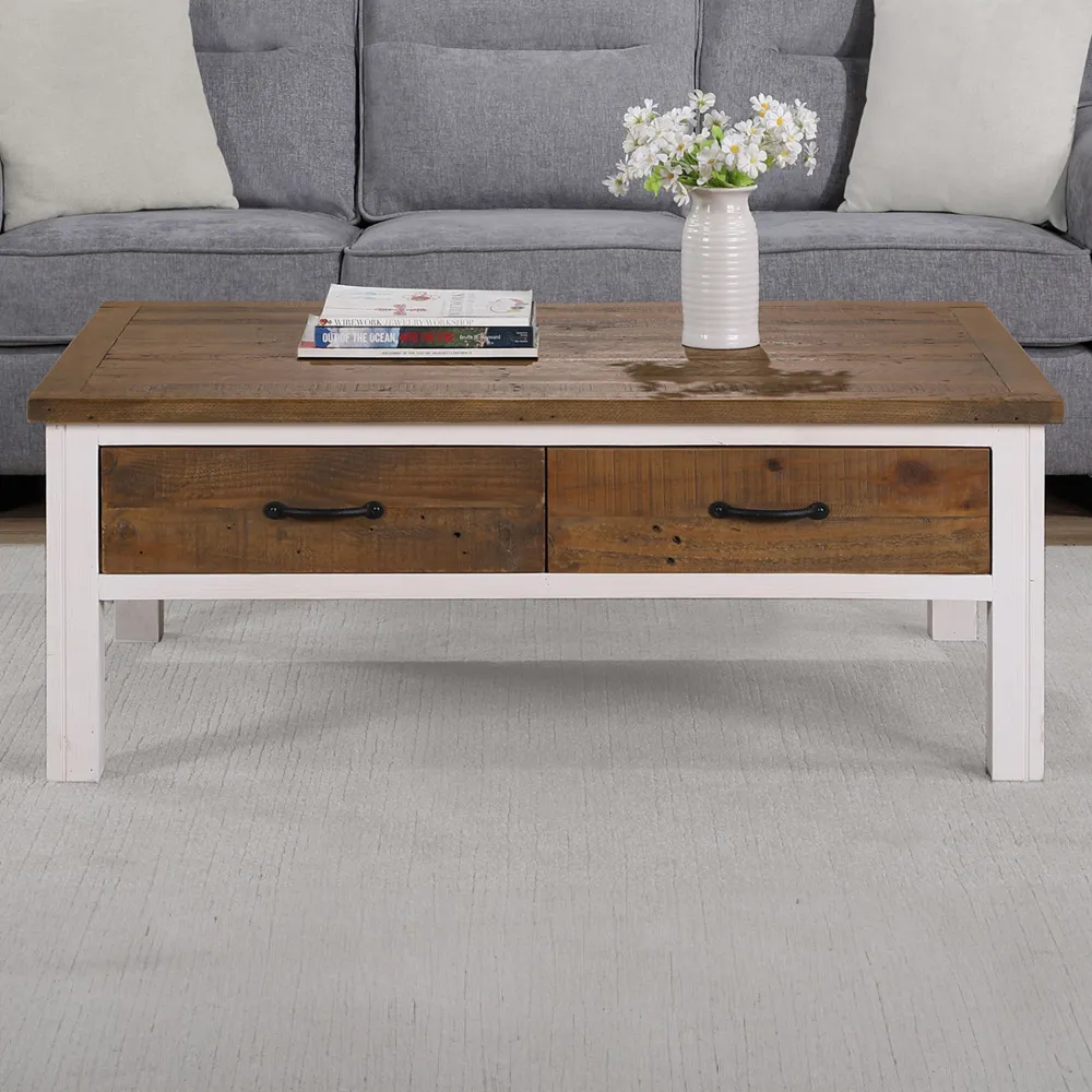 4 Drawer Coffee Table - White, Wood image