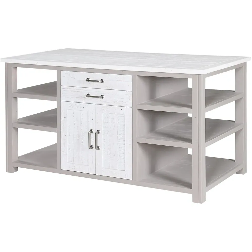 Greystone 2 Door 2 Drawer Kitchen Island - Grey, Reclaimed Wood