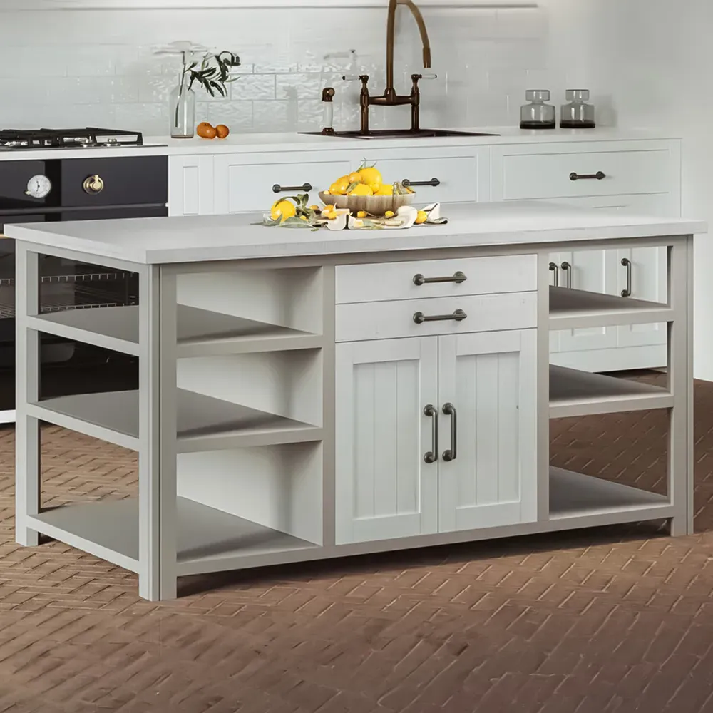 Greystone 2 Door 2 Drawer Kitchen Island - Grey, Reclaimed Wood