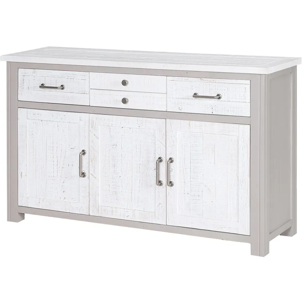 Greystone 3 Door 4 Drawer Sideboard - Grey, Reclaimed Wood