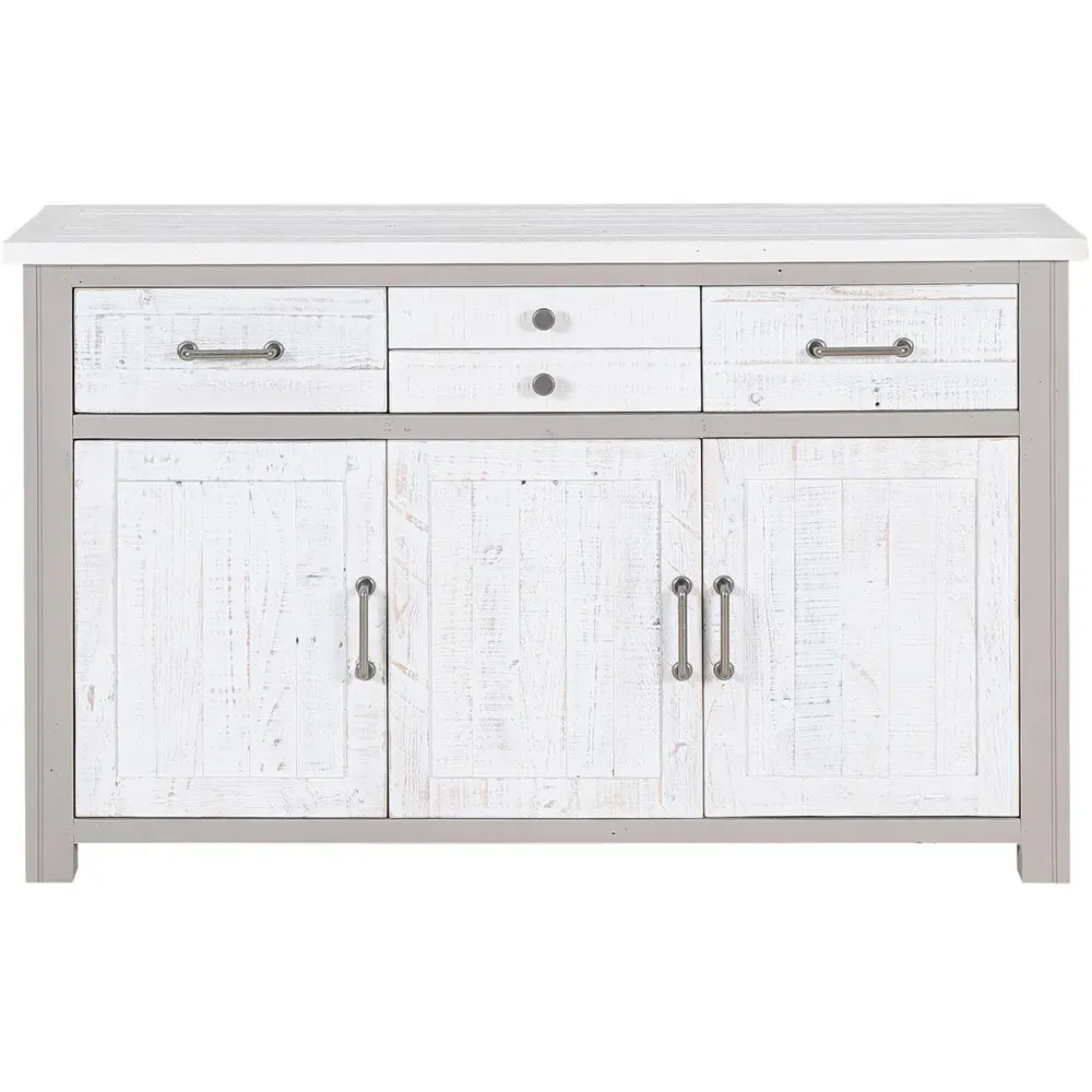 Greystone 3 Door 4 Drawer Sideboard - Grey, Reclaimed Wood