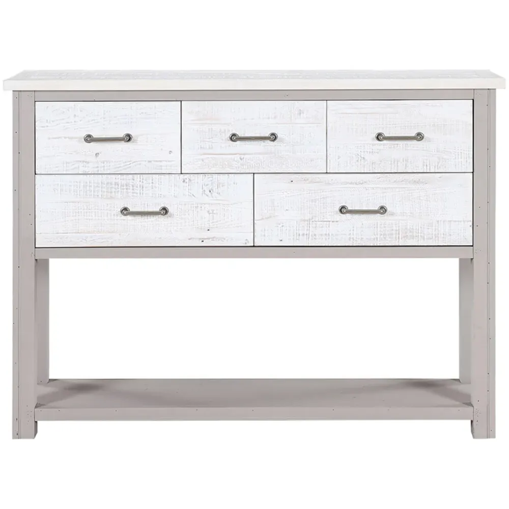 Greystone 5 Drawer Console Table with Shelf - White, Reclaimed Wood