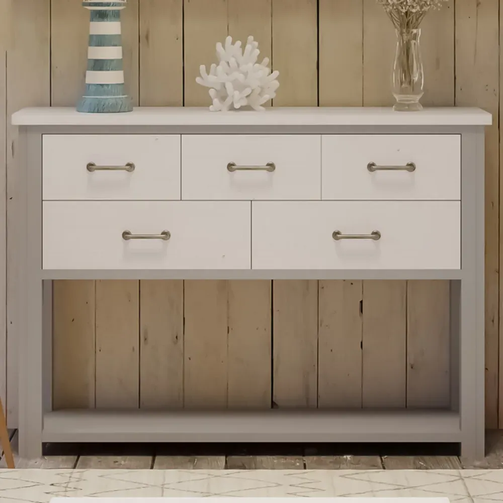 Greystone 5 Drawer Console Table with Shelf - White, Reclaimed Wood
