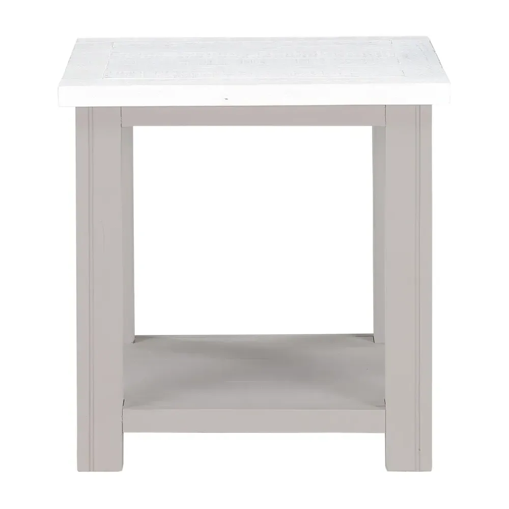 Greystone Single Shelf Lamp Table - Grey, Reclaimed Wood