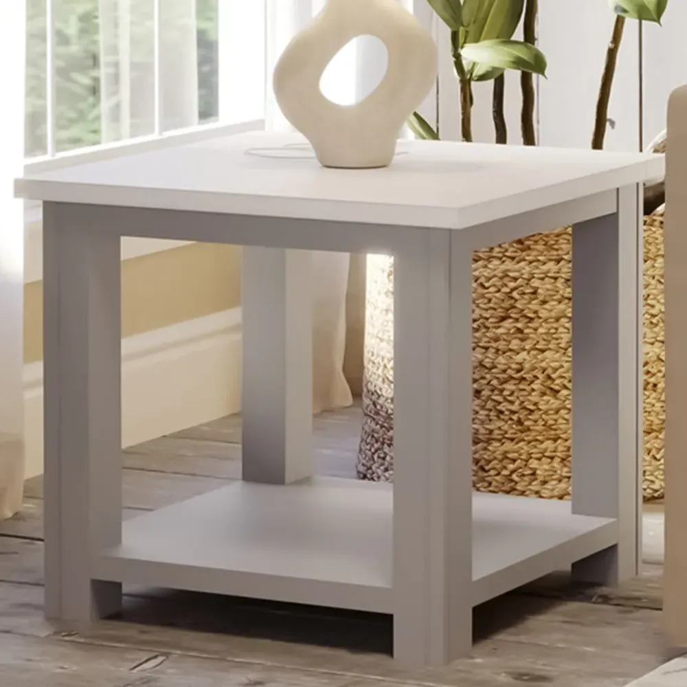 Greystone Single Shelf Lamp Table - Grey, Reclaimed Wood image