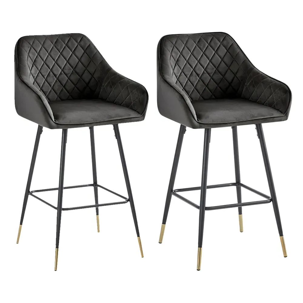 Gunmetal Bar Stool Set of 2 - Grey