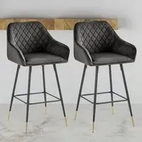 Gunmetal Bar Stool Set of 2 - Grey