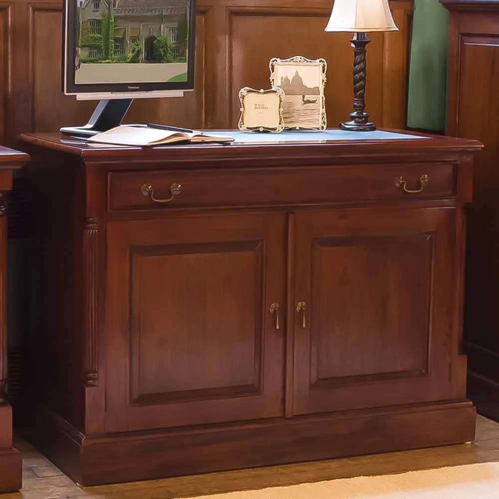 La Roque 2 Door Hidden Computer Desk - Brown, Mahogany