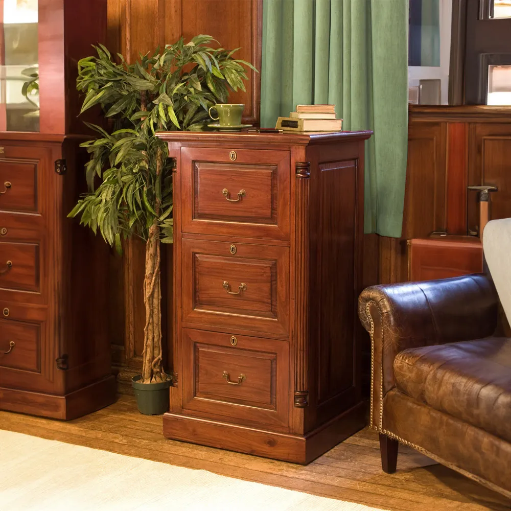 La Roque 3 Drawer Filing Cabinet - Brown, Mahogany