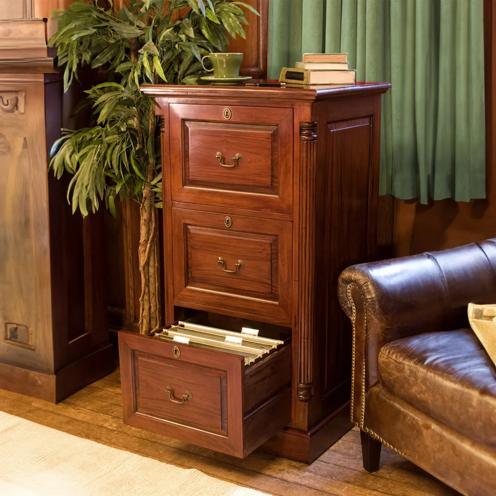 La Roque 3 Drawer Filing Cabinet - Brown, Mahogany