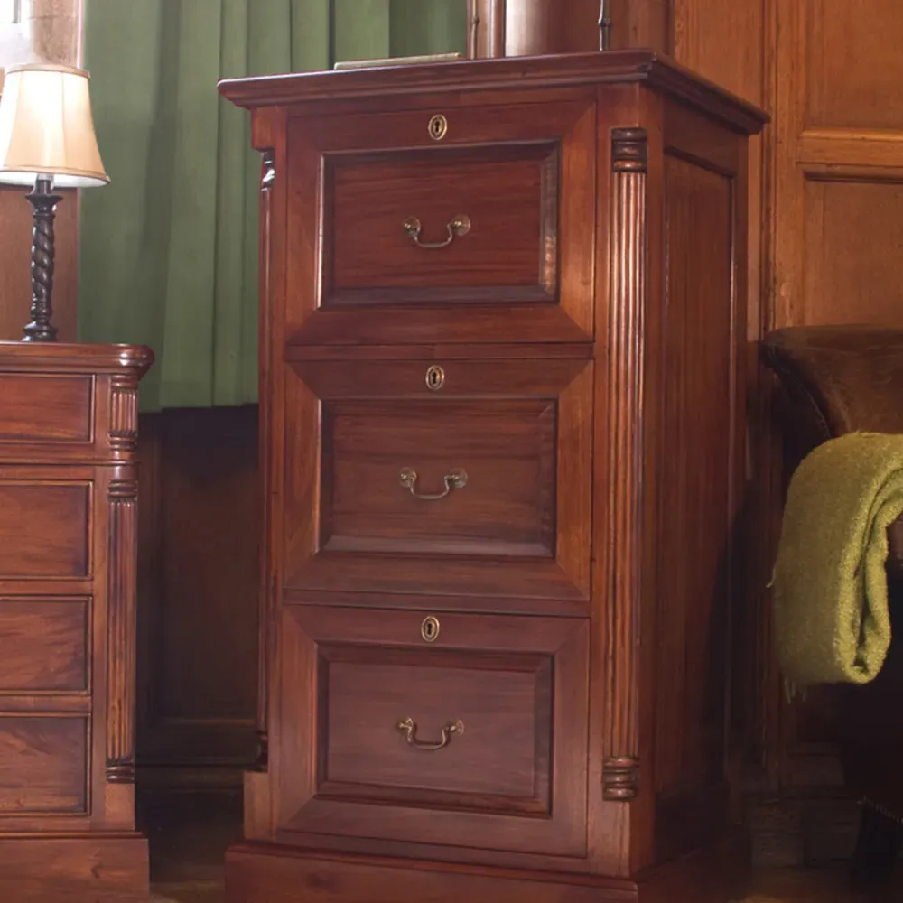 La Roque 3 Drawer Filing Cabinet - Brown, Mahogany