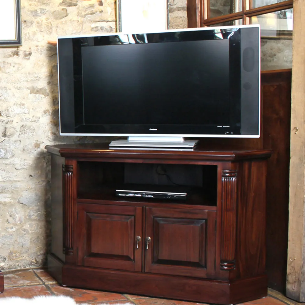 La Roque Corner TV Unit with Storage - Brown, Mahogany