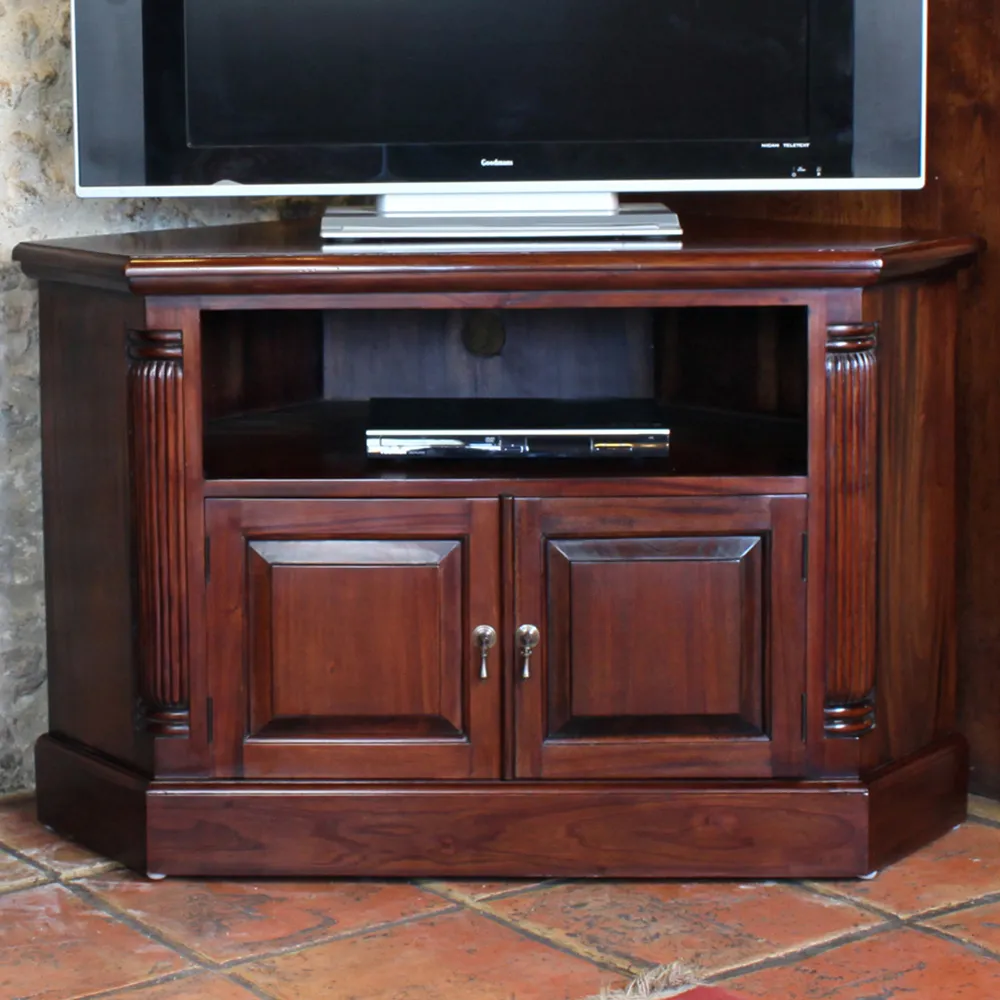 La Roque Corner TV Unit with Storage - Brown, Mahogany