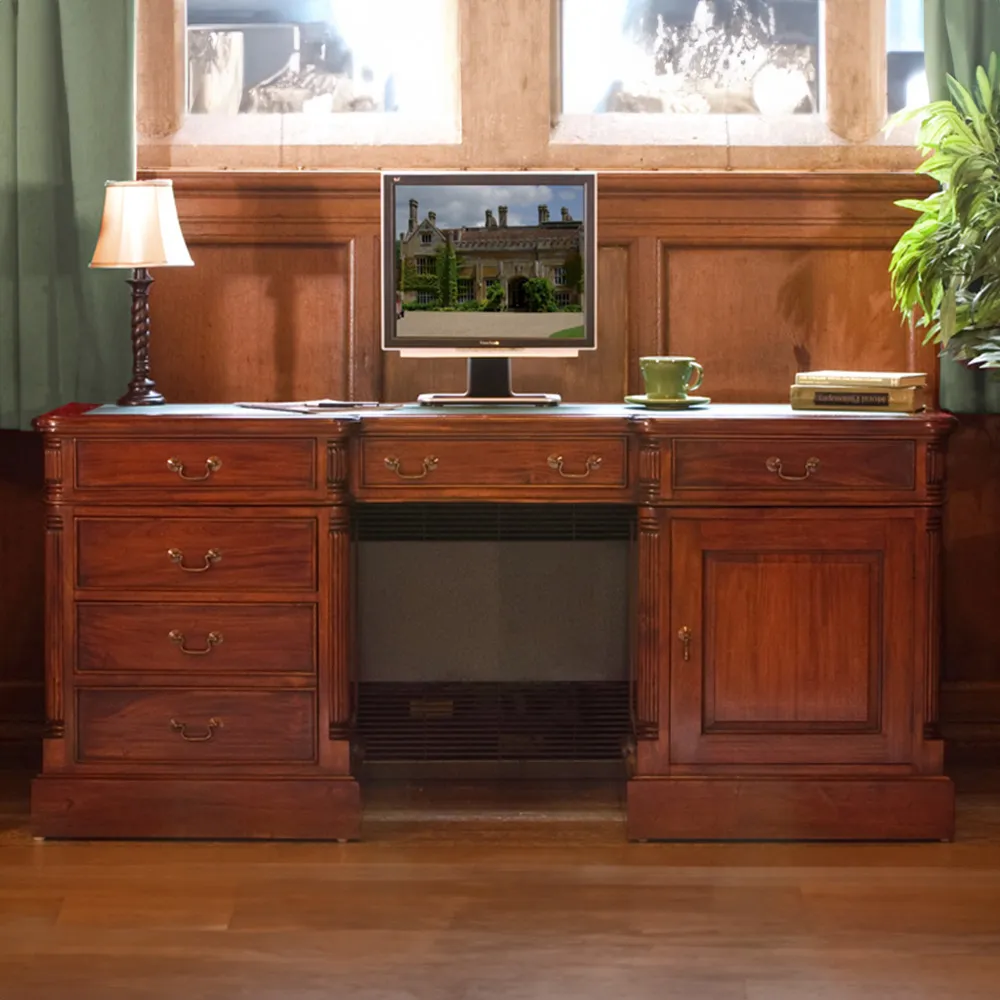 La Roque Single Door 4 Drawer Computer Desk - Brown, Mahogany