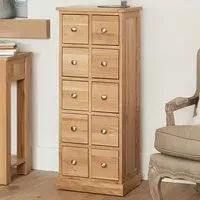 Mobel 10 Drawer CD Chest of Drawers - Brown, Oak