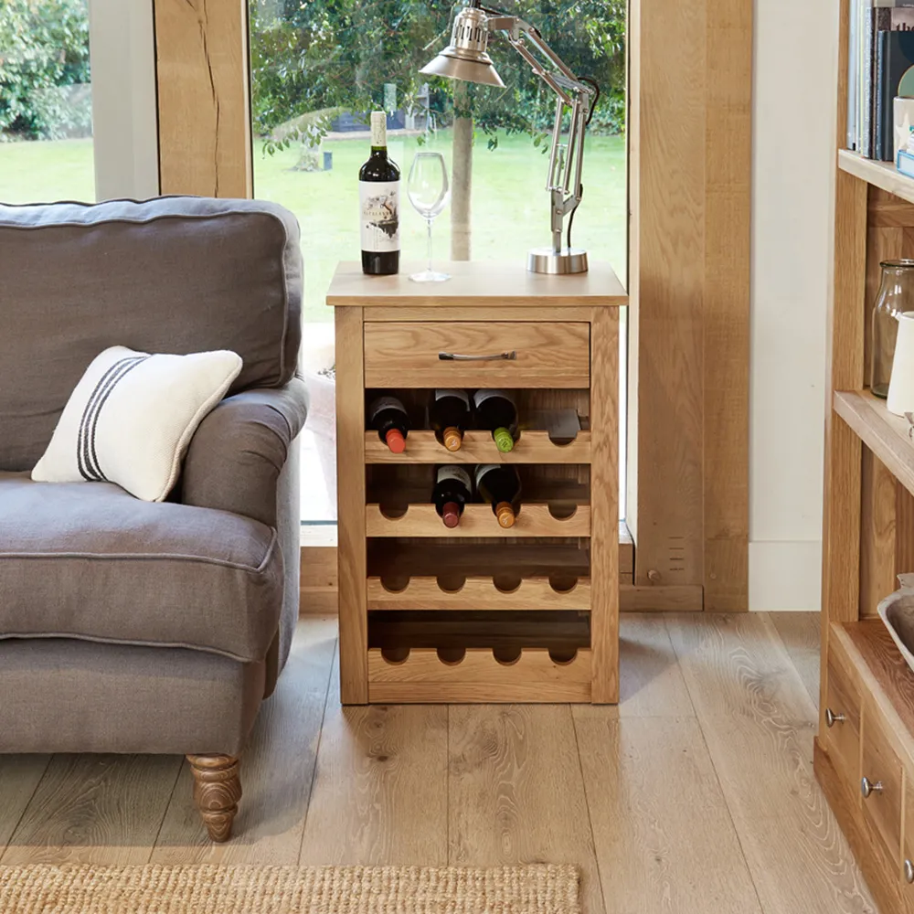 Mobel 16 Bottle Wine Rack Lamp Table - Brown, Oak