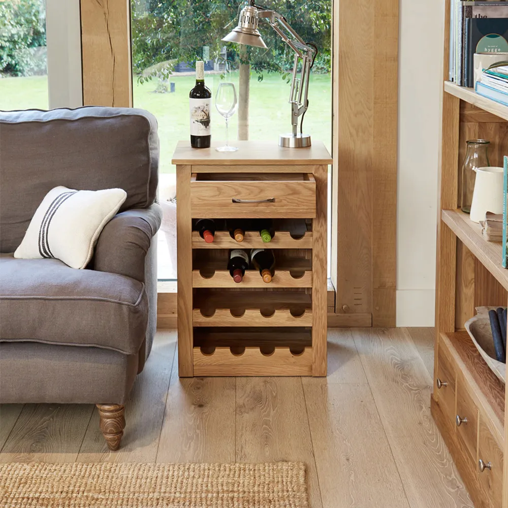 Mobel 16 Bottle Wine Rack Lamp Table - Brown, Oak