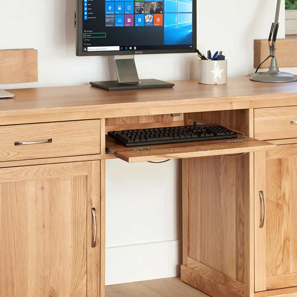 Mobel 2 Door 2 Drawer Large Hidden Office Desk - Brown, Oak