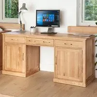 Mobel 2 Door 2 Drawer Large Hidden Office Desk - Brown, Oak