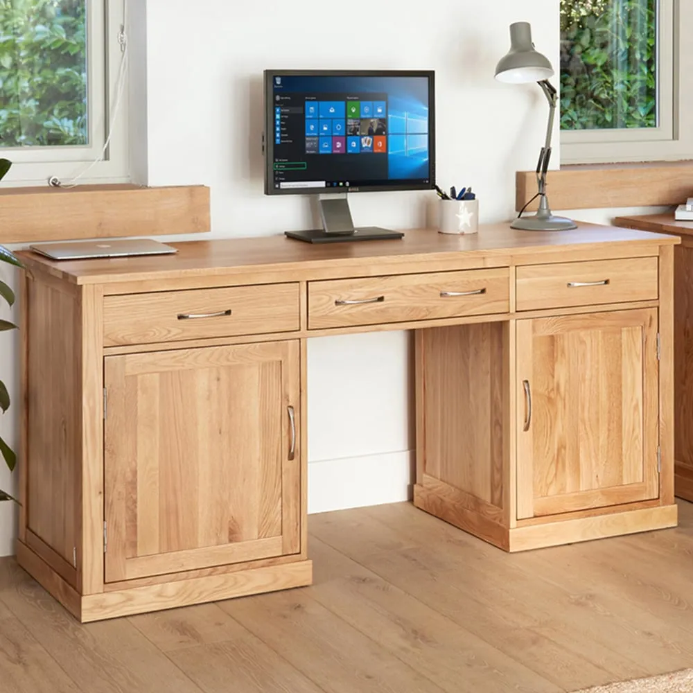 Mobel 2 Door 2 Drawer Large Hidden Office Desk - Brown, Oak