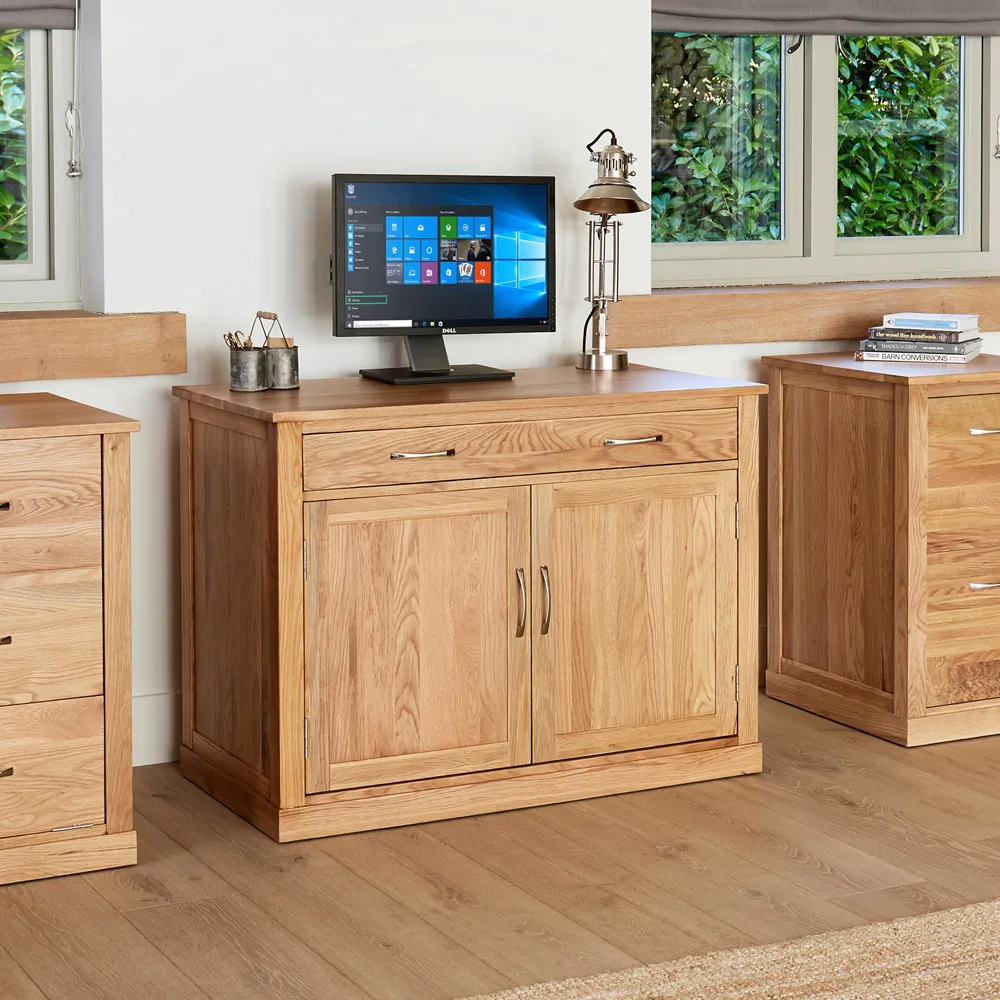 Mobel 2 Door Hidden Home Office Computer Desk - Brown, Oak