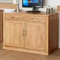 Mobel 2 Door Hidden Home Office Computer Desk - Brown, Oak