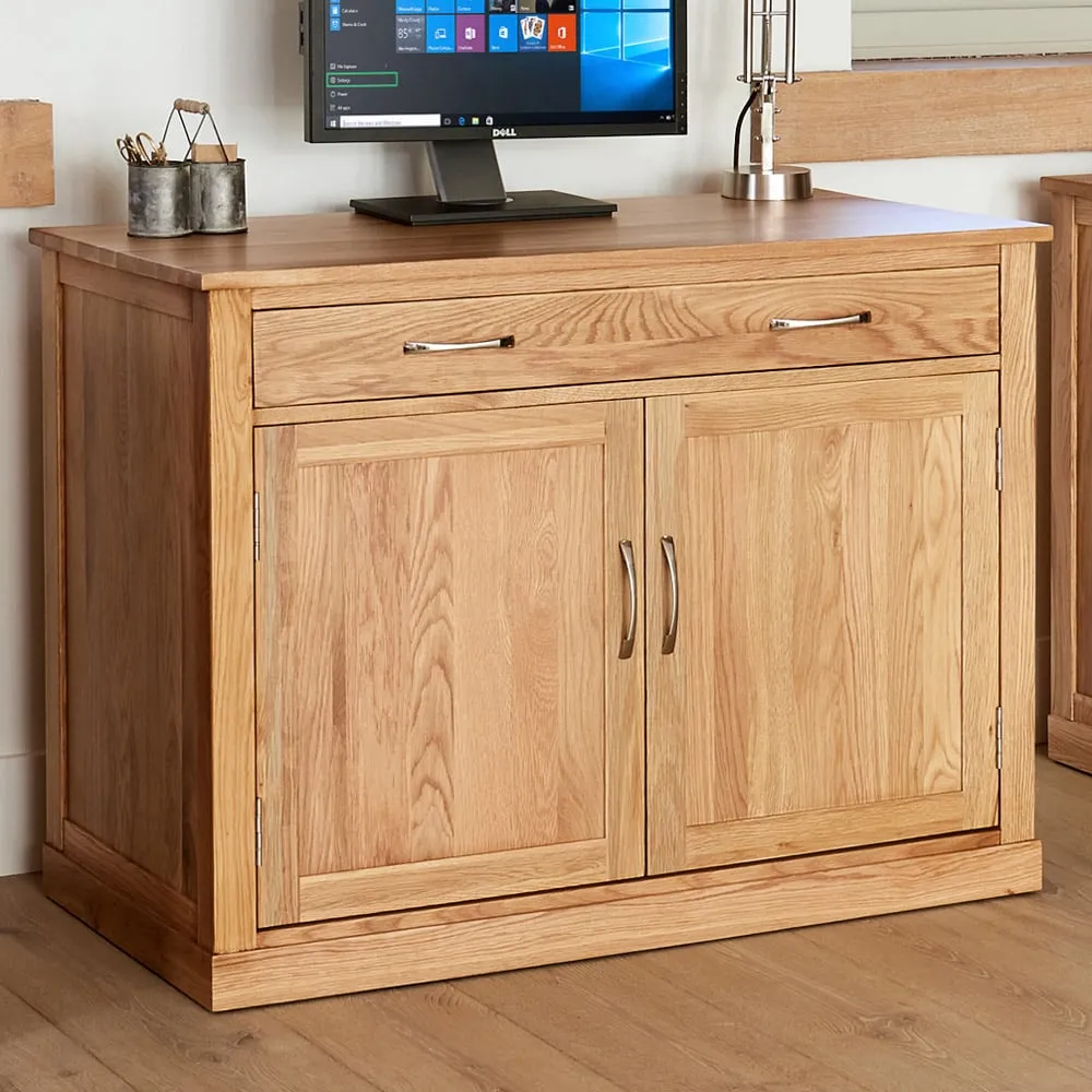 Mobel 2 Door Hidden Home Office Computer Desk - Brown, Oak image