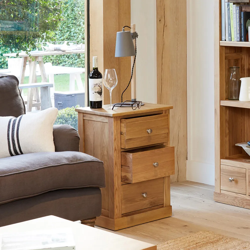 Mobel 3 Drawer Lamp Table - Brown, Oak