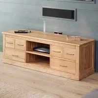 Mobel 6 Drawer Oak Widescreen TV Cabinet - Brown