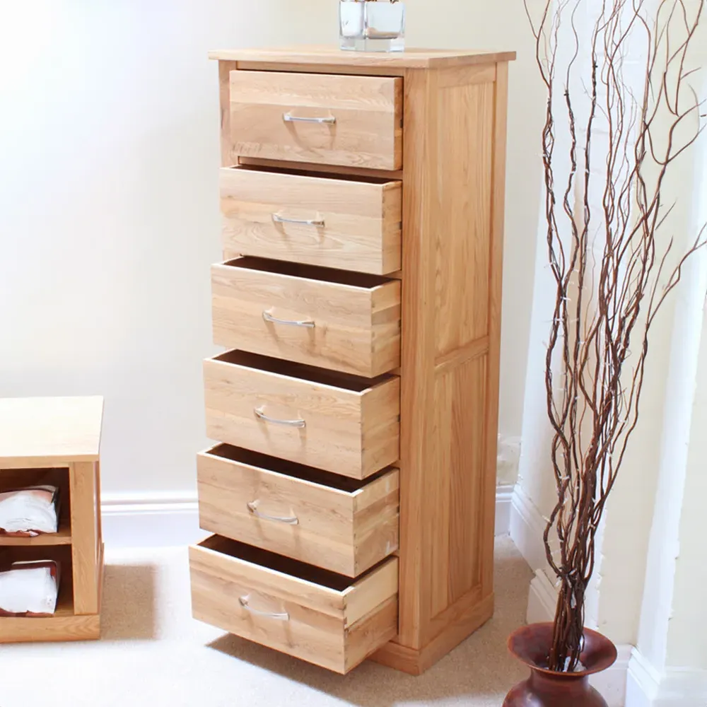 Mobel 6 Drawer Tallboy Chest of Drawers - Brown, Oak