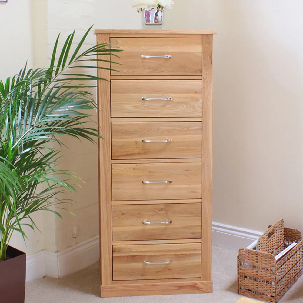 Mobel 6 Drawer Tallboy Chest of Drawers - Brown, Oak