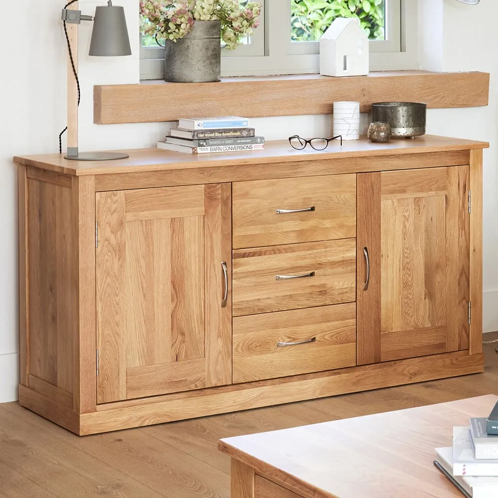 Mobel Large Sideboard with 2 Doors 3 Drawers - Brown, Oak