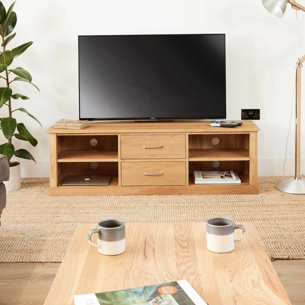 Mobel Oak Mounted Widescreen TV Cabinet - Brown