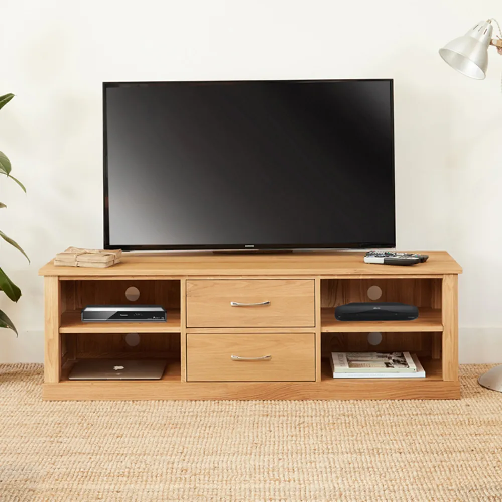 Mobel Oak Mounted Widescreen TV Cabinet - Brown