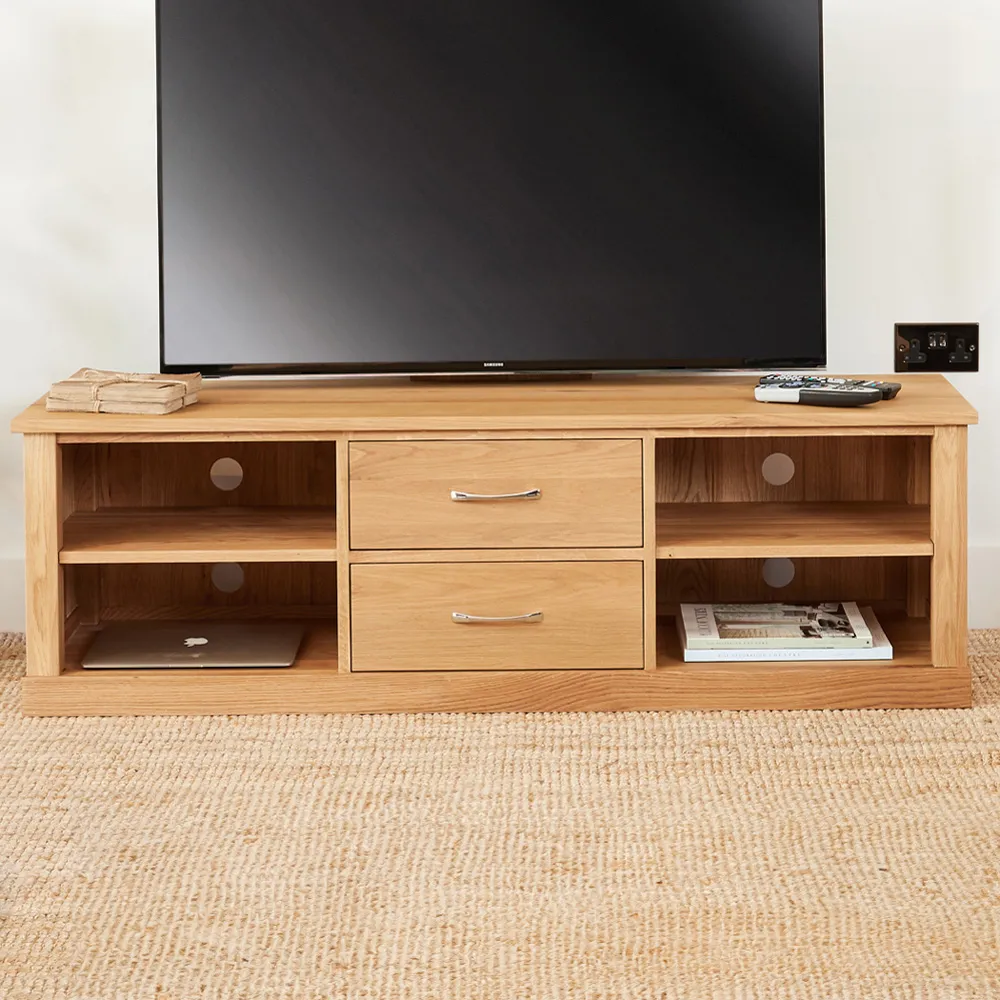Mobel Oak Mounted Widescreen TV Cabinet - Brown