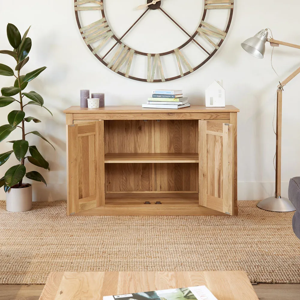 Mobel Sideboard with 2 Doors 6 Drawers - Brown, Oak
