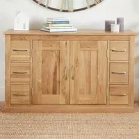 Mobel Sideboard with 2 Doors 6 Drawers - Brown, Oak
